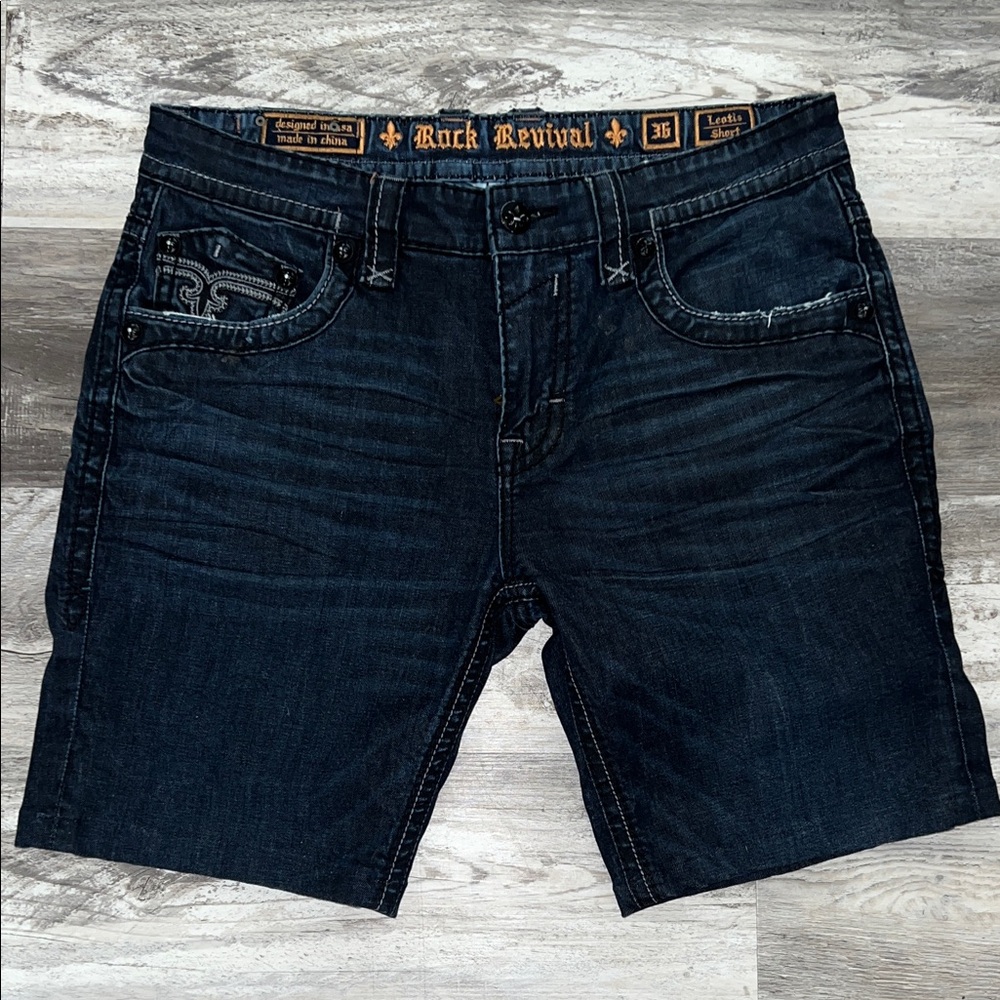 Rock Revival Men's Deep Indigo Jean Shorts Size 36